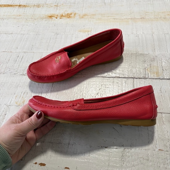 Coach Opal Pebbled Leather Loafers size 7.5 Coral Salmon Slip On Shoes - Picture 12 of 13